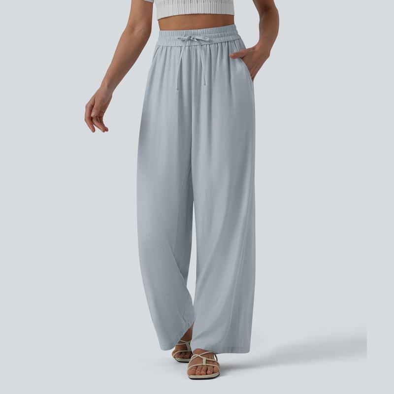 Halara Calça de Linho Casual Cintura Alta