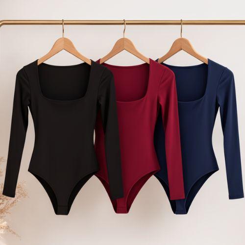 Kit com 3 Bodies Femininos Manga Longa