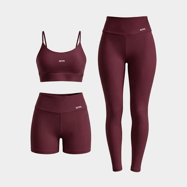 Kit Conjunto Fitness Legging + Short + Top